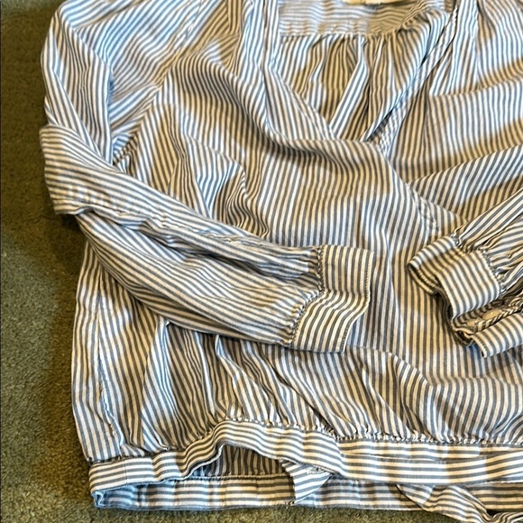 Madewell Blue and White Striped Wrap Top - Picture 3 of 7
